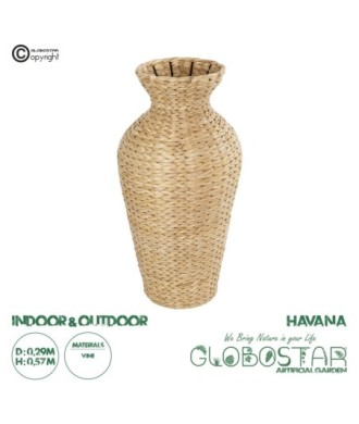 GloboStar® Artificial Garden HAVANA 21229 Διακοσμητικό Πλεκτό Καλάθι - Κασπώ Γλάστρα - Flower Pot Μπεζ Π29 x M29 x Υ57cm